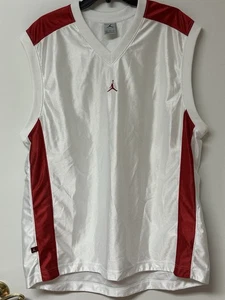 2000s Nike Air Jordan Jumpman Jersey Sleeveless Red And White - XXL 2XL NICE - Bild 1 von 14
