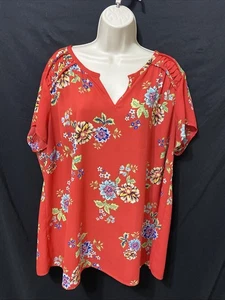 Pleione Mujer 1X Blusa Ligera Cuello en V Fluida Mangas Cortas Pop-Over Blusa - Imagen 1 de 6