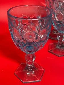 Set of 6 Vintage Fostoria Moonstone Light Blue Wine or Water Glass/Goblet - Picture 1 of 5
