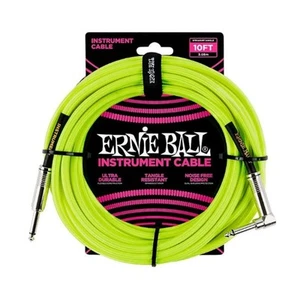Ernie Ball 6080 10' Braided Instrument Cable Straight/ Angle Neon Yellow - Picture 1 of 9