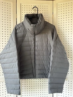 Adidas Para Mujer Lg Gris Puffer Chaqueta Abrigo Cremallera Pato Plumón/Relleno de Plumas Foto 1 de 4