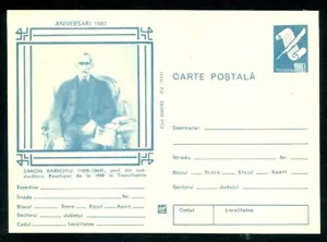 1983 Simion Barnutiu,revolutionary,historian,philosopher,jurist,Romania,card - Picture 1 of 1