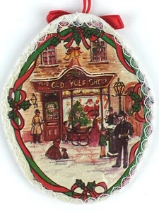 The Old Yule Shop Retro Winter Street Scene Christmas Tree Ornament 3 3/4" - Picture 1 of 7