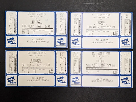 4 Diff. 1997 St Louis Vipers RHI Full Unused Tickets Cover