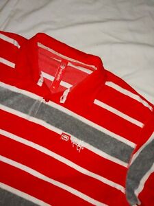 RARE Vintage Y2K Ecko Polo Striped Velvet Velour Shirt Pullover RED Men XL 