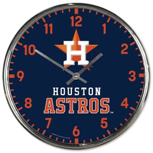 Houston Astros Clock Round Wall Style Chrome - Picture 1 of 1