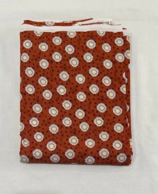 3 Yds Marcus Brothers Daisy Daisies On Orange 100% Cotton Quilt Craft Fabric - Image 1 of 4