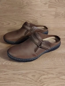 Women's Clarks Collection Leather Slip-On Clog Caroline May Brown Tan Size 8.5M - Picture 1 of 10
