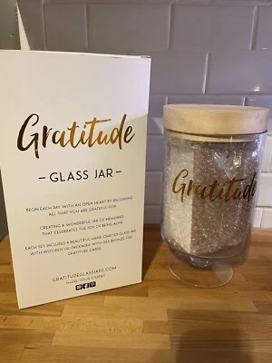 Gratitude Glass Jar With Sealed Unopened Cards New In Box Thanksgiving - Image 1 of 3