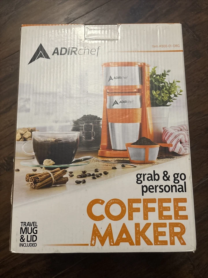 ADIRchef Grab N Go Personal Coffee Maker with 15 Oz. Travel Mug Orange - Изображение 1 из 1