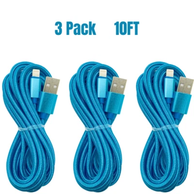 Cable de carga rápida USB de 10 pies para iPhone 12 11 XS Max XR X 8 7 6 SE cable de carga Foto 1 de 4