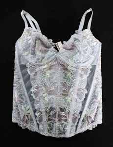 Victoria's Secret Women's Floral Lace Corset Top LB3 Iridescent Lilac Small - Picture 1 of 3