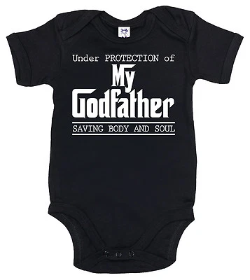 IMAGE IS EVERYTHING Funny Godchild Bodysuit Under Protection of Godfather Babygrow Christening Gift