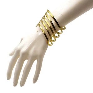 Fashion Jewelry Ornate Brass Cuff Slave Metal Ethnic Gauntlet Boho Bracelet - Picture 1 of 4