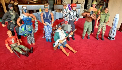 Lot of 10 Vintage GI Joe, Max Steel 12 in Action Figures w/ Accessories Cover