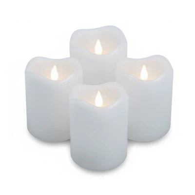 LED-Kerze für flammenloses Kerzenlicht flackernde Echtwachskerze Weiß Ø 7x13 cm - Bild 1 von 4