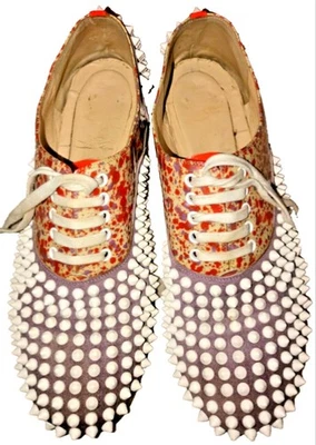 CHRISTIAN LOUBOUTIN Púrpura Gamuza FREDDY Blanco Pico Patente Cordones Snickers 38 Foto 1 de 4