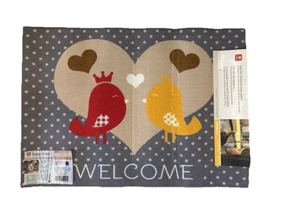 Astra Fußmatte Innen Vögel Herz Punkte Waschbar Abstreifer Vorleger Welcome - Bild 1 von 4