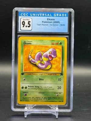 CGC 9.5 Gem Mint Ekans Team Rocket 1st Edition Pokemon 56/82 - Image 1 of 2