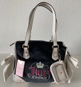 Juicy Couture Vintage Dreamy Juicy Tote Bag Liquirizia Cristallo Fiocco Corona Velluto - Foto 1 di 14