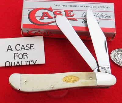 Cuchillo Case XX Dogleg Trapper 1989 SFO hueso blanco liso W240 ¡RARO SFO SIN USAR, EN CAJA! Sin precio base Foto 1 de 4