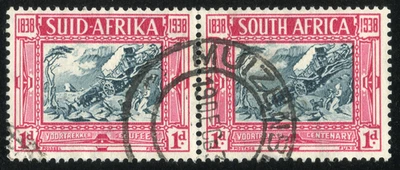 Sudáfrica 1938 semipostal Scott# B6, SG 77, usado, cruzando el Drakensberg Foto 1 de 2