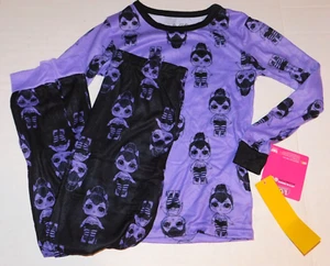 LOL Surprise Pajama Set Size 4 Girls Purple Black Joggers & Long Sleeve Top - Picture 1 of 6