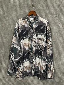 Pure 100% Silk Artwork LONG SLEEVE SHIRT Sz XL Multicolored 570 - Picture 1 of 5