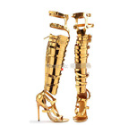 Women Roma Shoes Sandals Buckle Over Knee High Heel  Gladiator Gold Boots Plus 