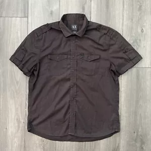 Armani Exchange Herren L Druckknopf Hemd Braun Kurzarm - Bild 1 von 6