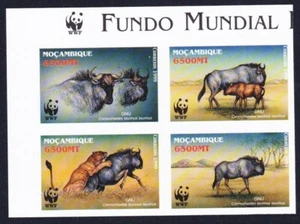 Blue Wildebeest T1 Imperf Block of 4 Logo Mozambique 2000 MNH - Picture 1 of 1