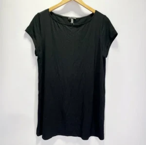 Eileen Fisher L System Viskose Jersey Easy Tunika Cap Kurzarm Tee Top Basics - Bild 1 von 4