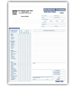 100 Cleaning Work Orders - Residential 8.5" x 11" / 3 Part / Nebs Deluxe # 6579 - Picture 1 of 1
