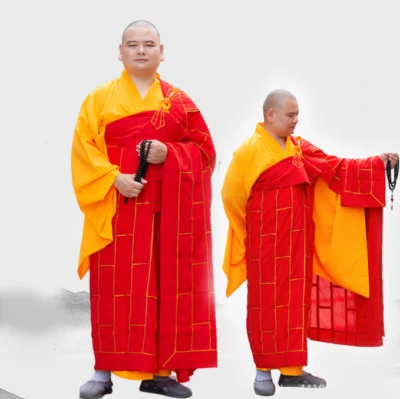 Monk Cassock Kasaya Long Gown Shaolin Temple Robes Buddhist Clothes Red ZU YI - Image 1 of 4