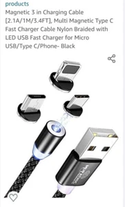 3 in 1 magnetic fast charging usb cable - Picture 1 of 7