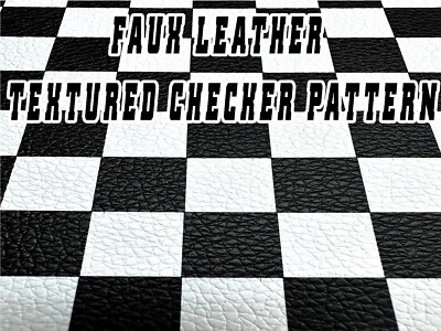 Classic TEXTURED Black & White CHECKERED Faux Leather Waterproof Vinyl SBY - Image 1 of 3