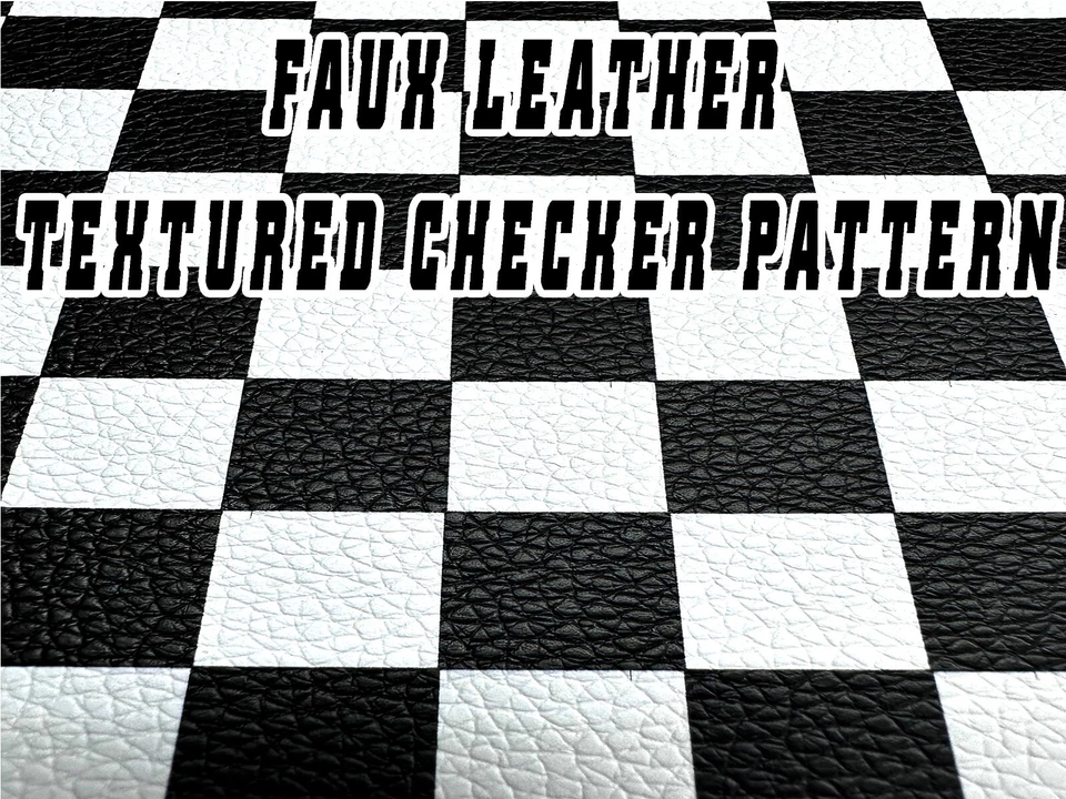 Classic TEXTURED Black & White CHECKERED Faux Leather Waterproof Vinyl SBY - Image 1 of 3
