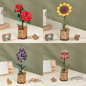 Wooden Puzzle 3D Flower Model Building Kit  Self Assemble DIY - Picture 1 of 5