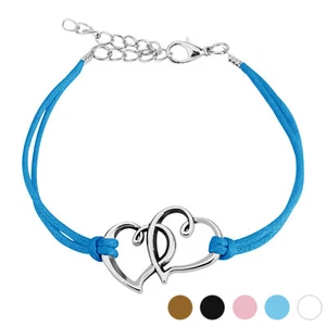 Armband Kunstleder Herz Liebe Love schwarz braun türkis rosa weiss Damen Herren - Bild 1 von 6