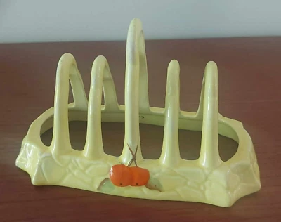 Antique, vintage, pretty, yellow, bone china toast rack, hand painted - Image 1 of 4