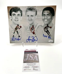 LARRY BIRD ROBERT PARRISH KEVIN MCHALE BOSTON CELTICS SIGNED 8X10 JSA WIT COA - Picture 1 of 1