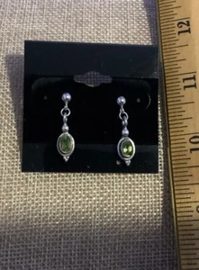 Solid Sterling Post Peridot Drop Dangle Earrings NEW - Picture 1 of 1