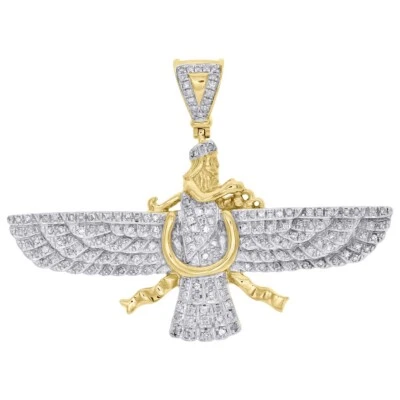 10K Yellow Gold Over Lab Created Diamond Persian Empire Religious Symbol Pendant - Image 1 of 4