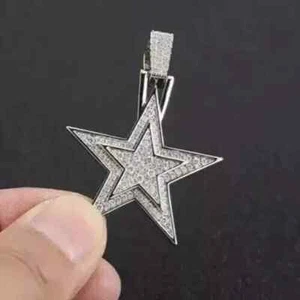 2Ct Round Cut Lab-Created Women's Star Pendant 14k White Gold Plated Silver - Picture 1 of 4
