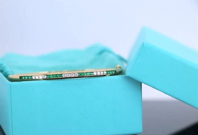 Brazalete Brazalete Tiffany & Co Oro Amarillo 18K Diamante Esmeralda Verde 6.5"" $13,500 Foto 1 de 4