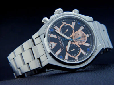 CAVADINI Chronograph Herrenuhr Designer Edelstahl 10 BAR Kupfer-Schwarz CV-1617 - Bild 1 von 2