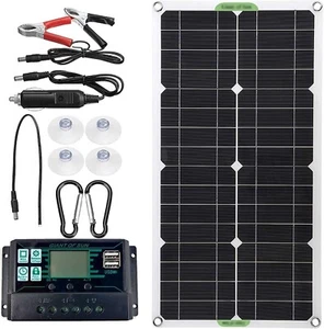 Solarpanel Batterie Ladegerät Set 12 Volt Monokristallin Pv Modul 40A Ladegerät - Bild 1 von 12