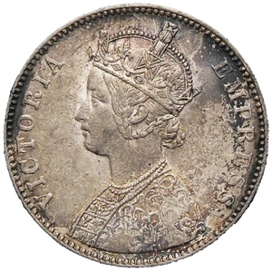 1884B India Mumbai Rupee Silver Raised B KM492 Victoria #23349 - Picture 1 of 4