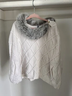 Janie & Jack молодежи девочка белый вязаный карман пончо плащ шаль свитер размер 6 - Изображение 1 из 2