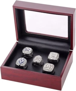 Dallas Cowboys Super Bowl 5 Ring Set with Display Box Silver Color Size 11 - Picture 1 of 3